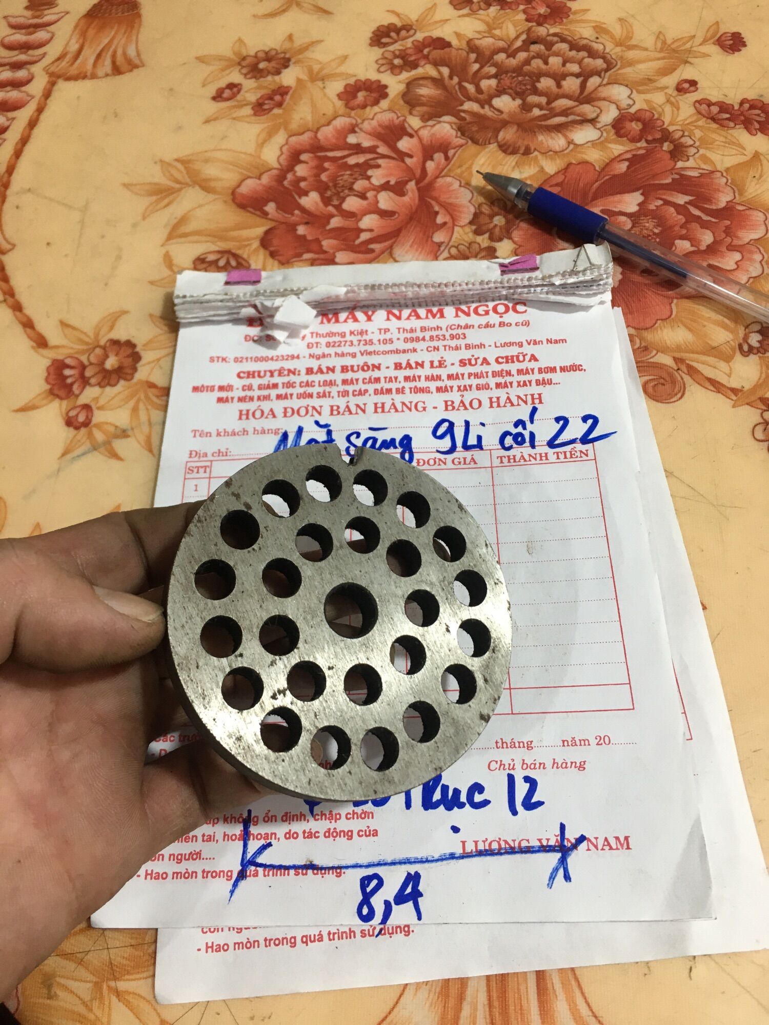 Mặt sàng 9mm máy xay thịt cối 22