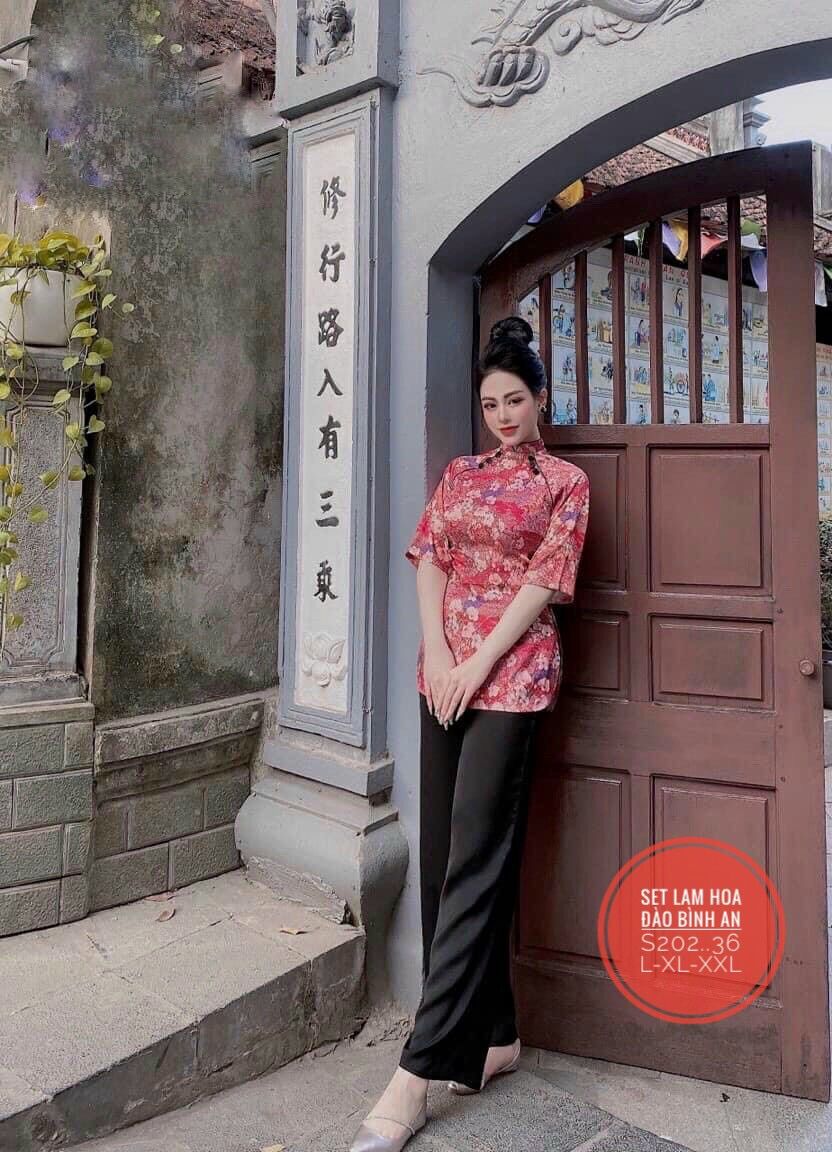 55-90kg Bigsize SET LAM BÀ BA HOA ĐÀO BÌNH AN