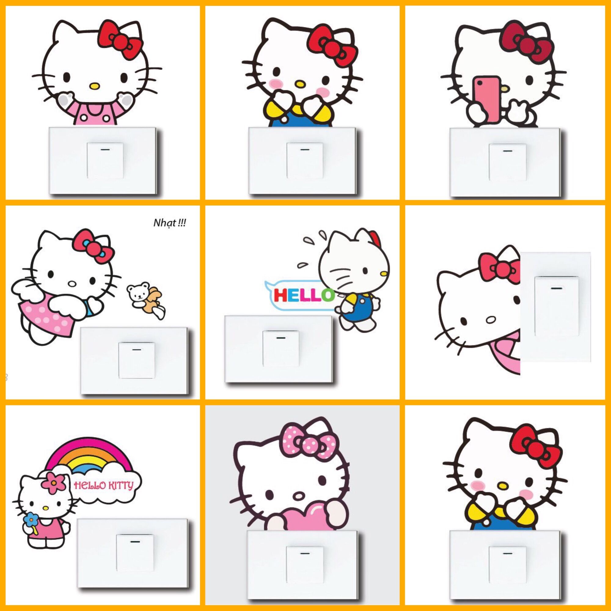 Combo 2 miếng Decal dán ổ điện hình Hello Kitty dễ thương