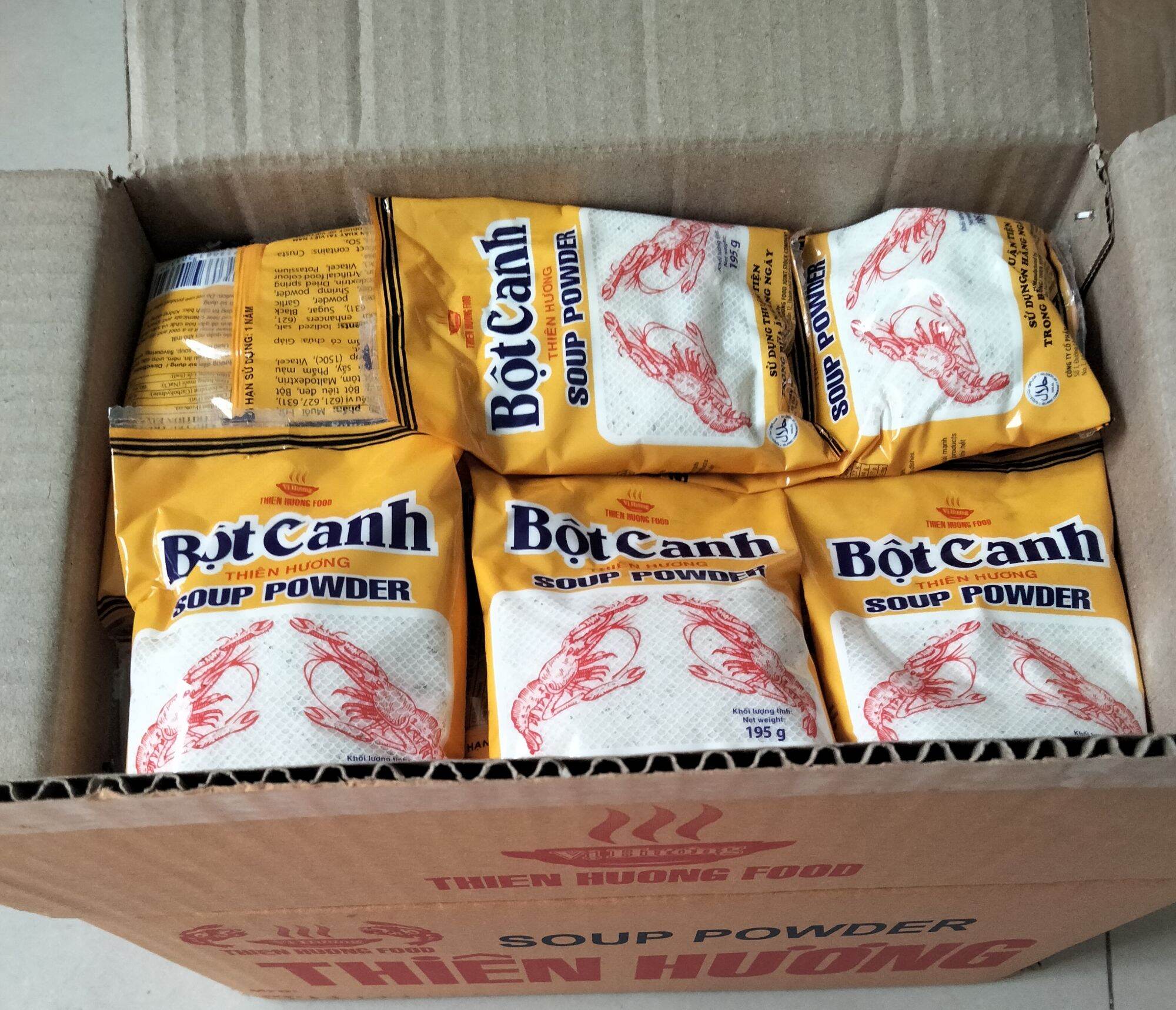 Thùng 50 gói bột canh cao cấp Thiên Hương 195gr