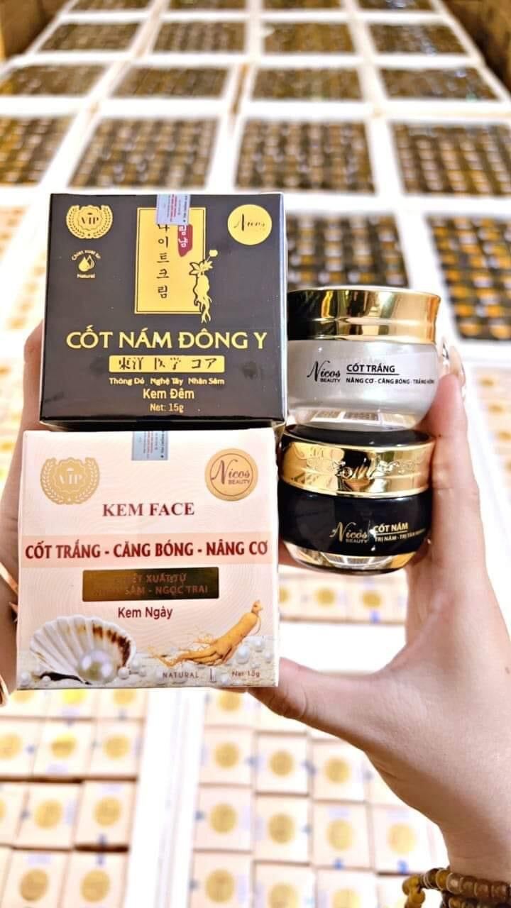 Combo Kem Face cốt nám đông y Nicos và kem cốt trắng nâng cơ Nicos Beauty