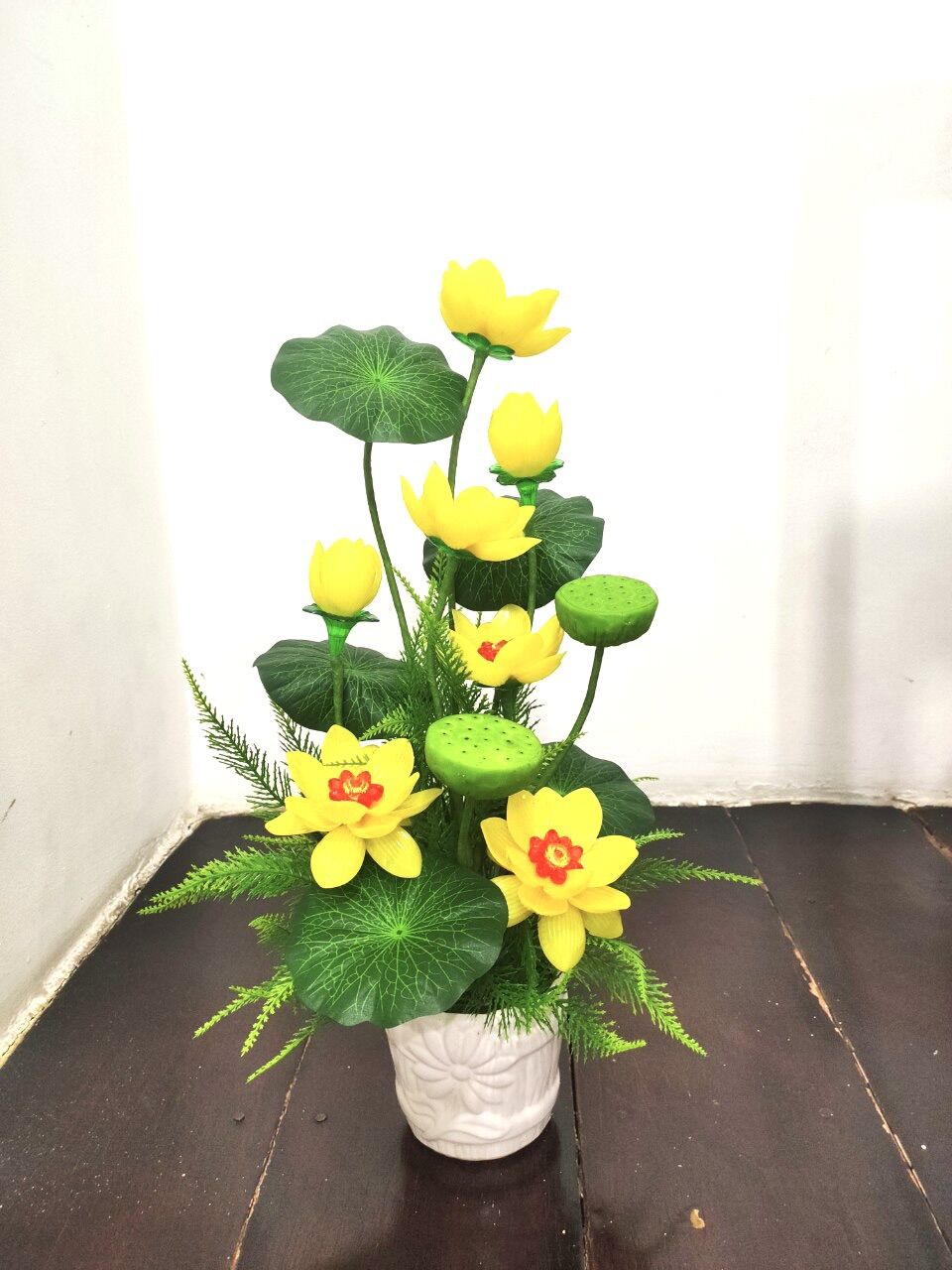 Chậu hoa pha lê -hoa sen cao 55cm