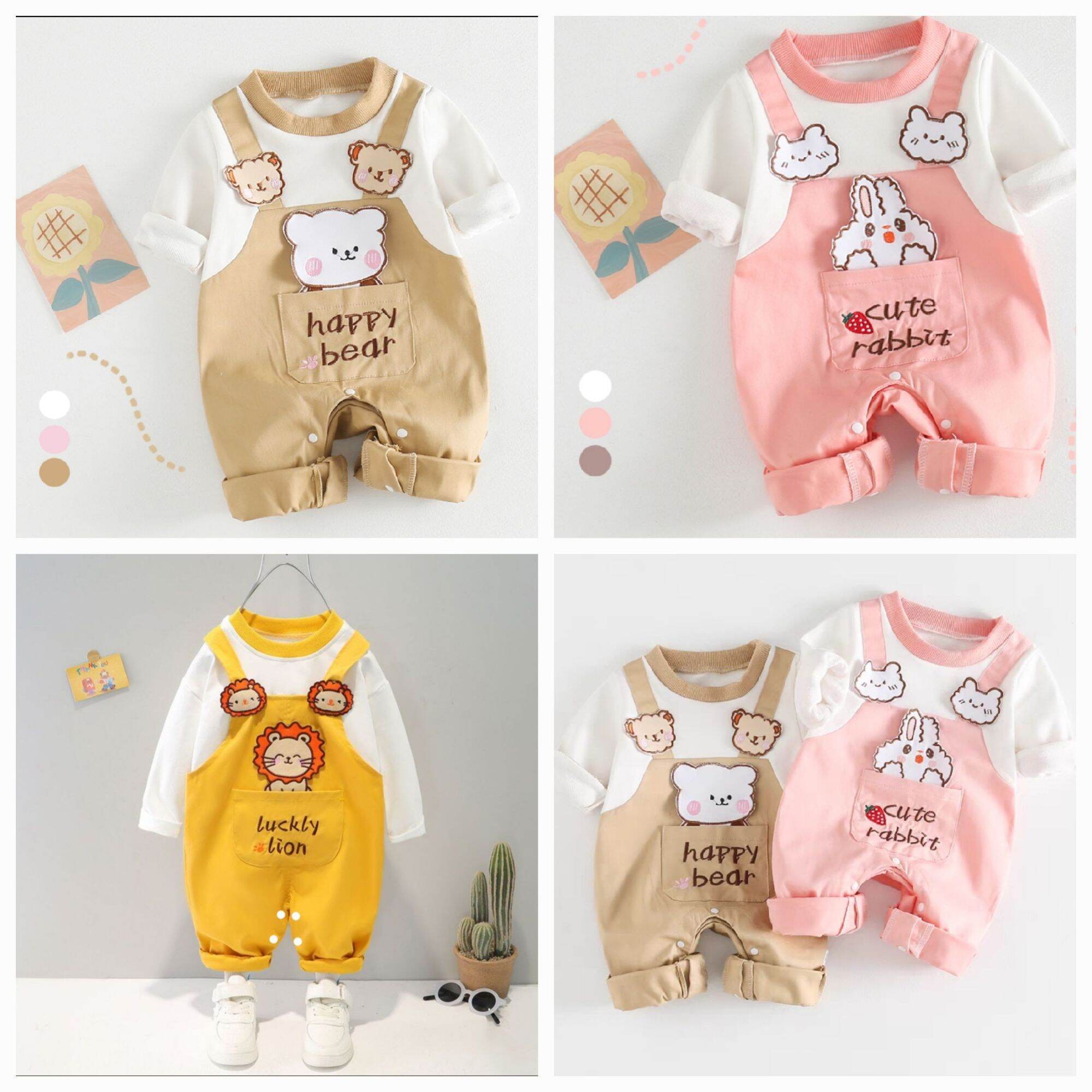 Bộ Bodysuit yếm túi thu cho bé