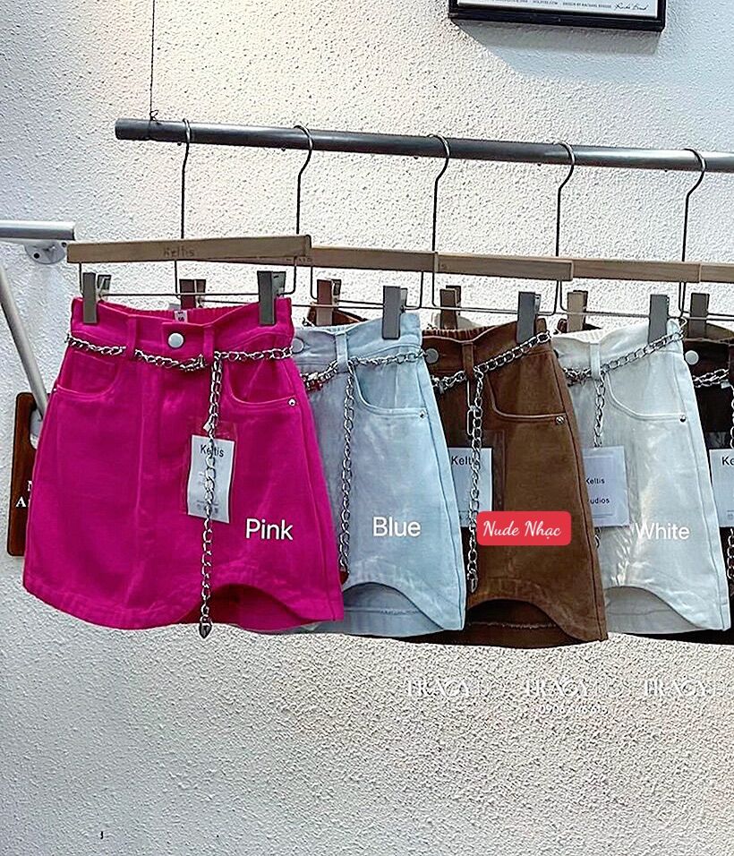 Chân váy kaki nữ, xẻ tà rách cá tính, chân váy bò, kèm túi hộp, quần giả váy rách lai jeans đủ size