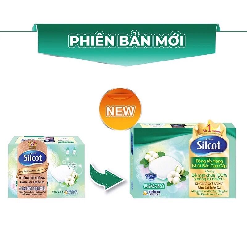 Bông tẩy trang ( bông trang điểm ) Silcot Nhật Bản 82 miếng và 66 miếng