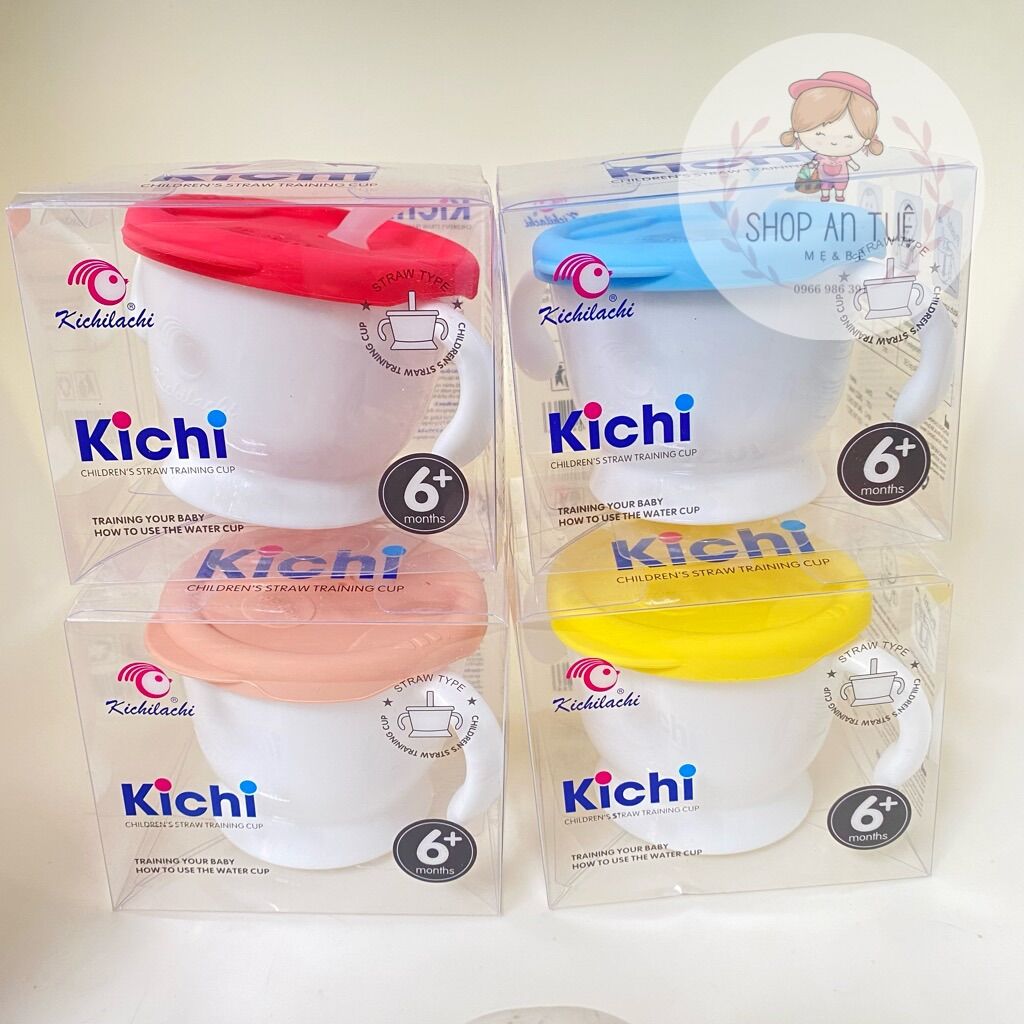 Cốc tập uống, tập hút 3 giai đoạn Kichilachi cho bé có vạch chia 150ml