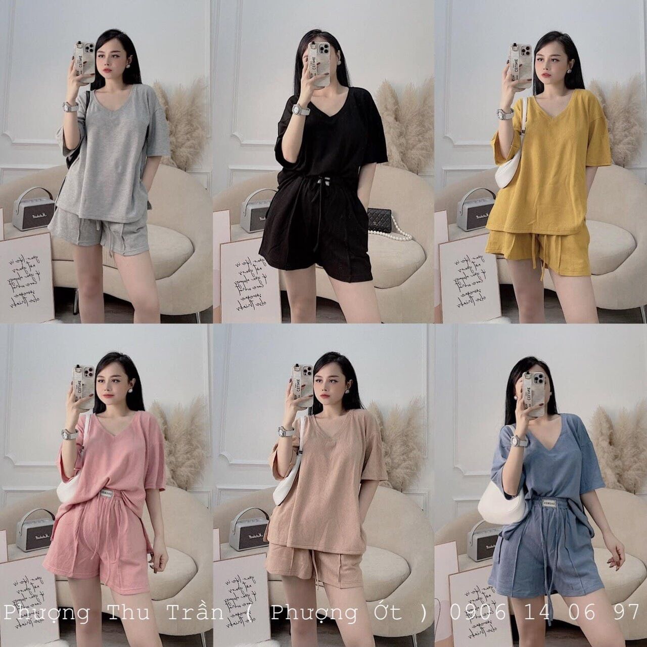 Set áo pull cổ tim trơn diện nhà cho ce