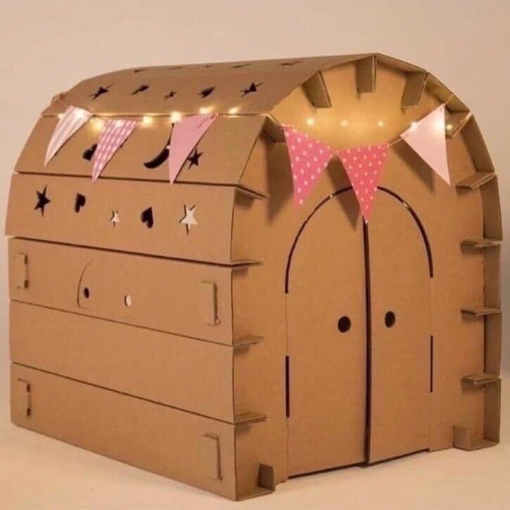 Nhà giấy carton lắp ráp cho bé kích thước 101 x 84 x 78 cm giảm giá - nhà của min