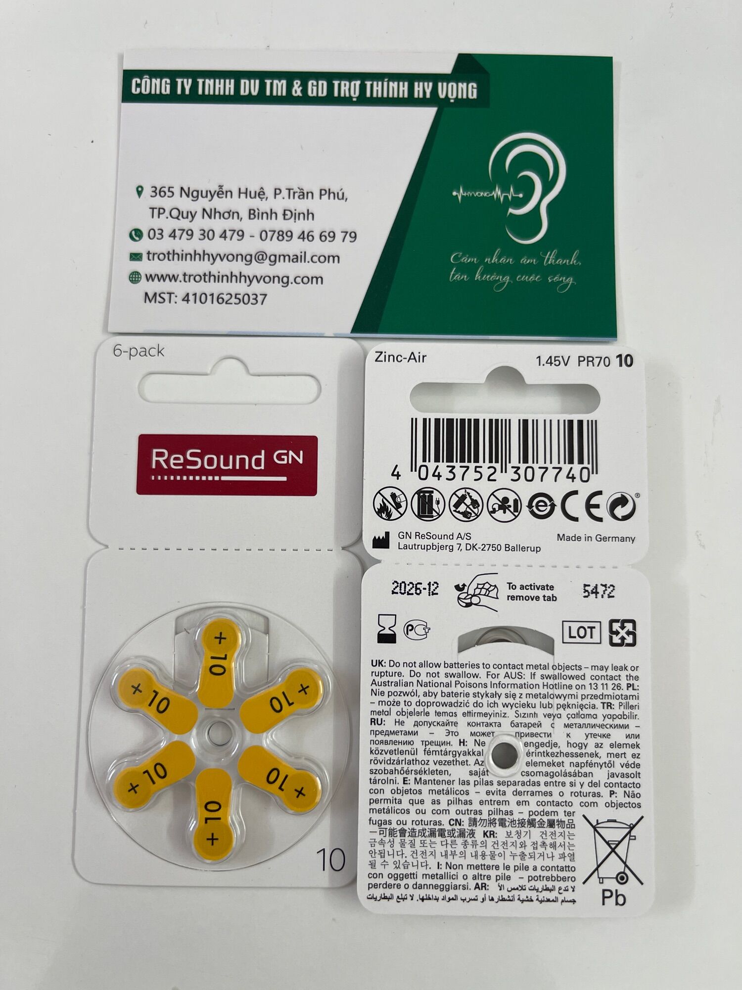 Pin máy trợ thính szie 10 Resound