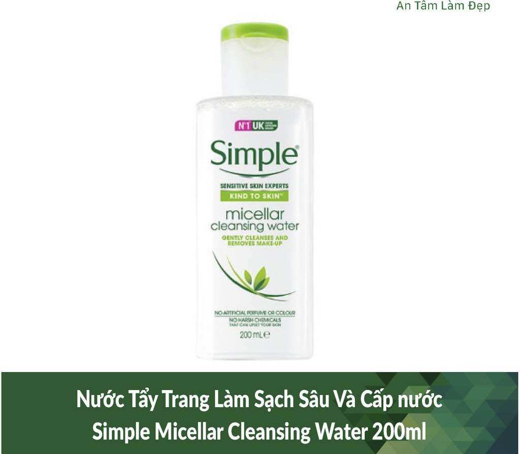 (Mua 3 tang 1)Nước Tẩy Trang Simple Micellar Cleansing Water 200ml