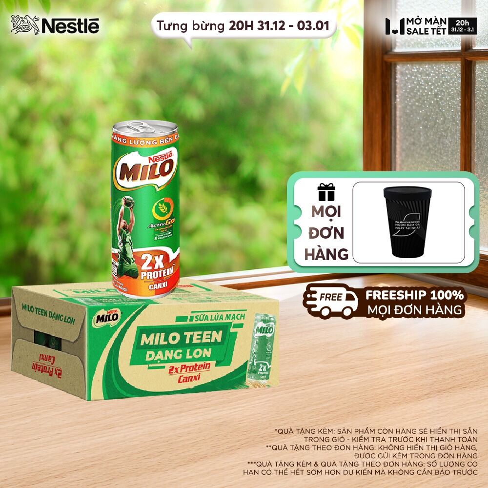   FREESHIP TOÀN QUỐC  Sữa Lúa Mạch Nestlé® MILO® Lon Thùng 24 lon x 240 ml  4x6x240ml  