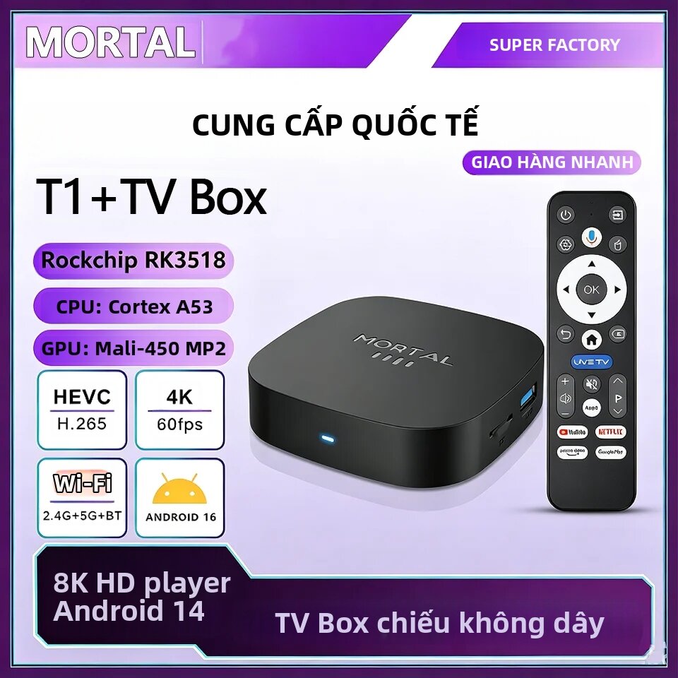 Hộp Giải Mã Truyền Hình 8K HD Android 14 RK3518 Lõi Tứ 8GB RAM 128GB ROM Wifi Kép, Đầu Phát Đa Phương Tiện Gia Đình Với Trợ Lý Giọng Nói