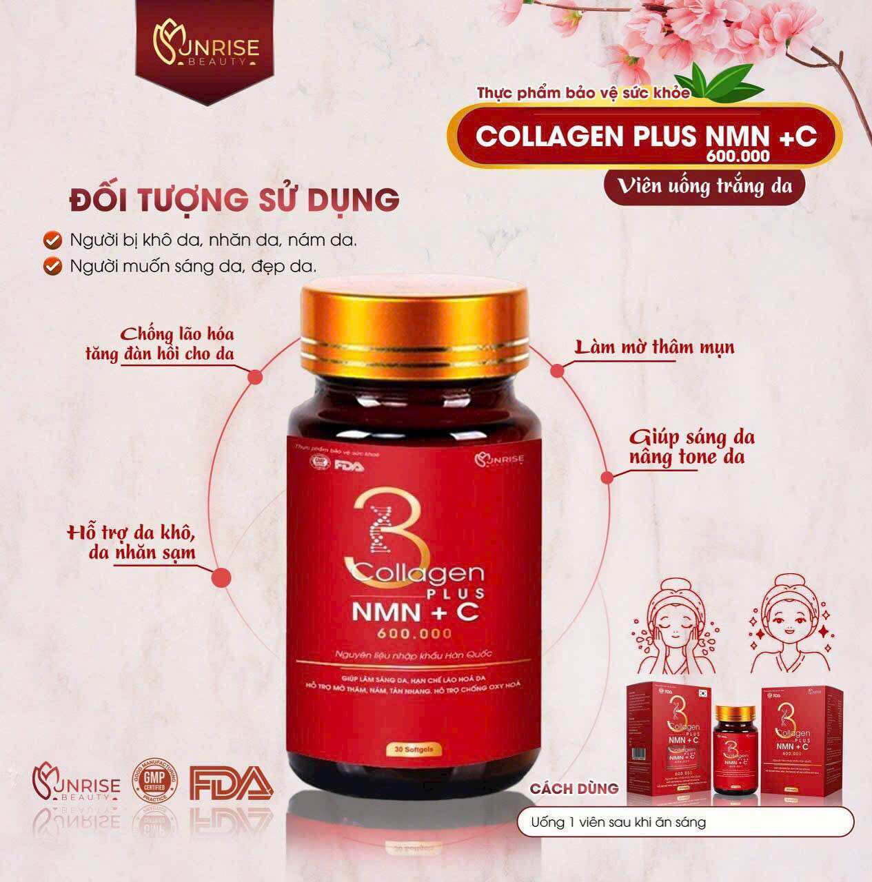 Viên uống trắng da collagen plus NMN +C