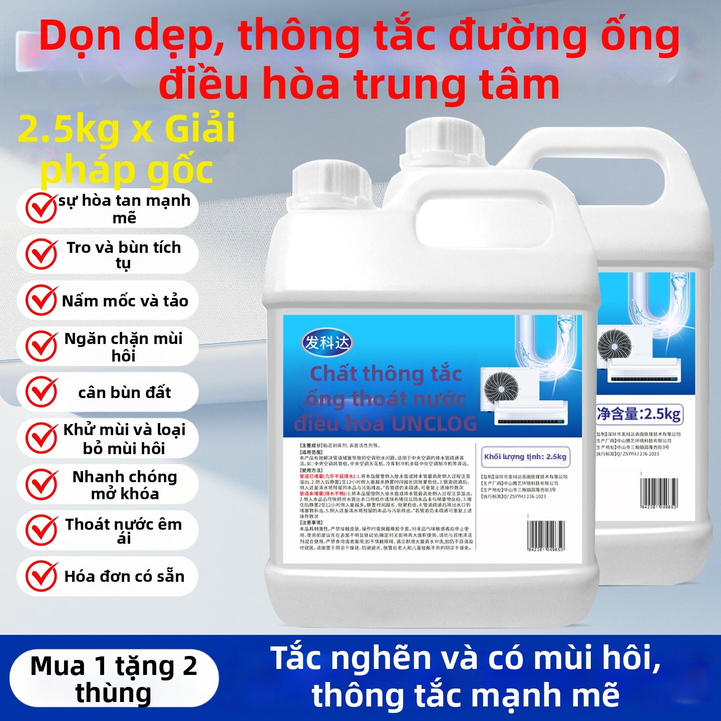 FAKEDA | Thuốc Tẩy Rửa Mạnh và Loại Bỏ Cặn cho Ống Dẫn Điều Hòa