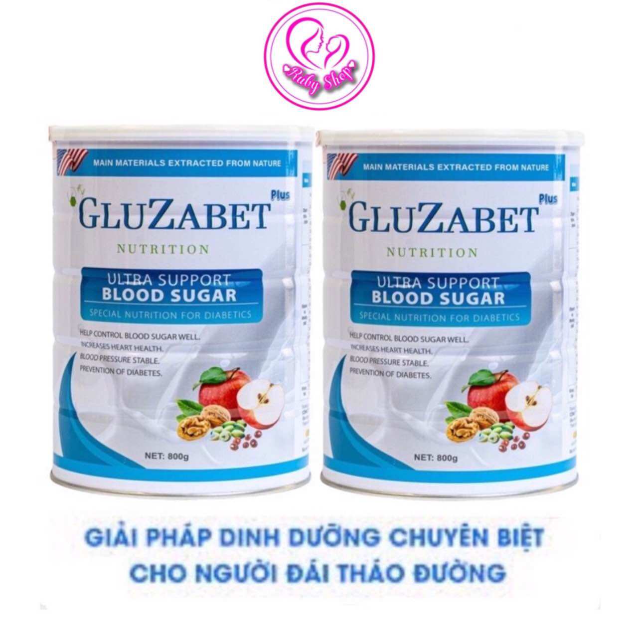Combo 2 lon sữa non tiểu đường Gluzabet lon lớn 800g -hỗ trợ ổn định đường huyết ngăn ngừa biến chứng tiểu đường