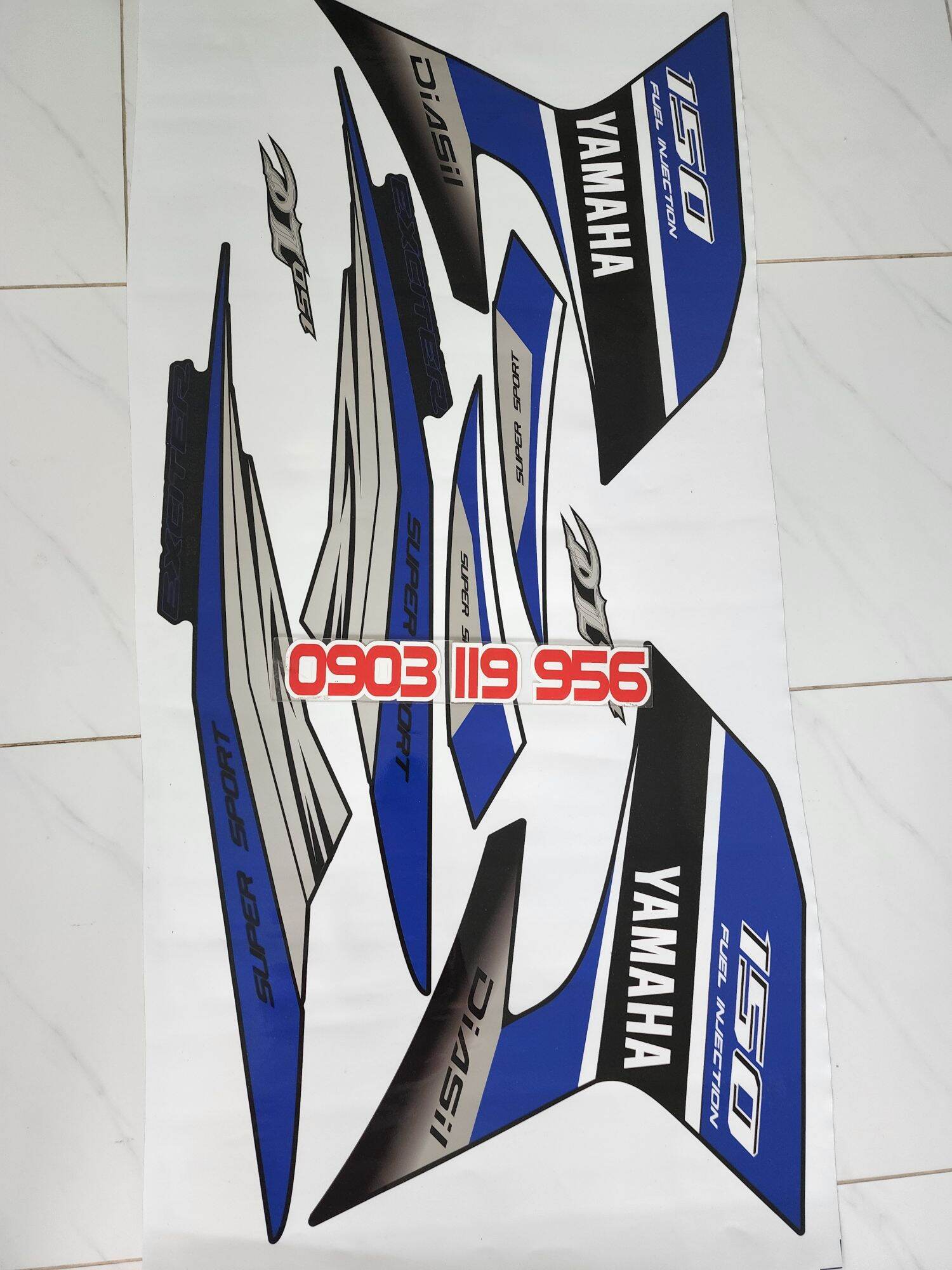 Tem rời exciter 150 đen phối xanh