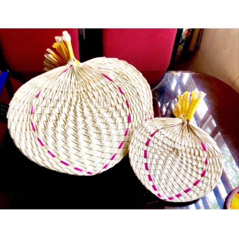 Combo of 3 Handmade Leaf-Woven Decorative Fans Large Size 31-35cm - Combo of 3 Pieces