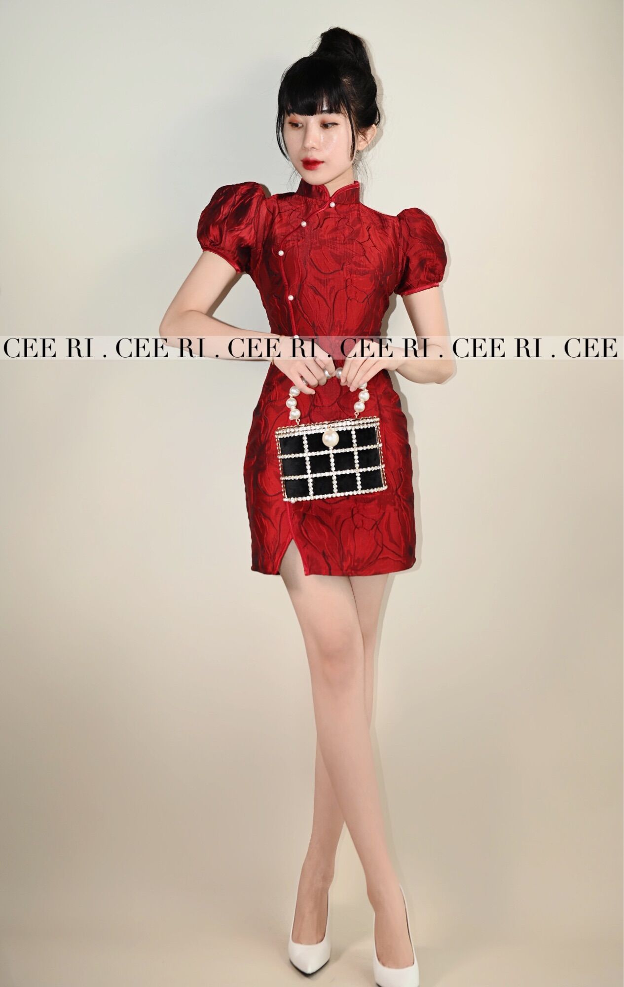 ( ẢNH THẬT - CEERI  ) Váy sườn xám gấm cao cấp