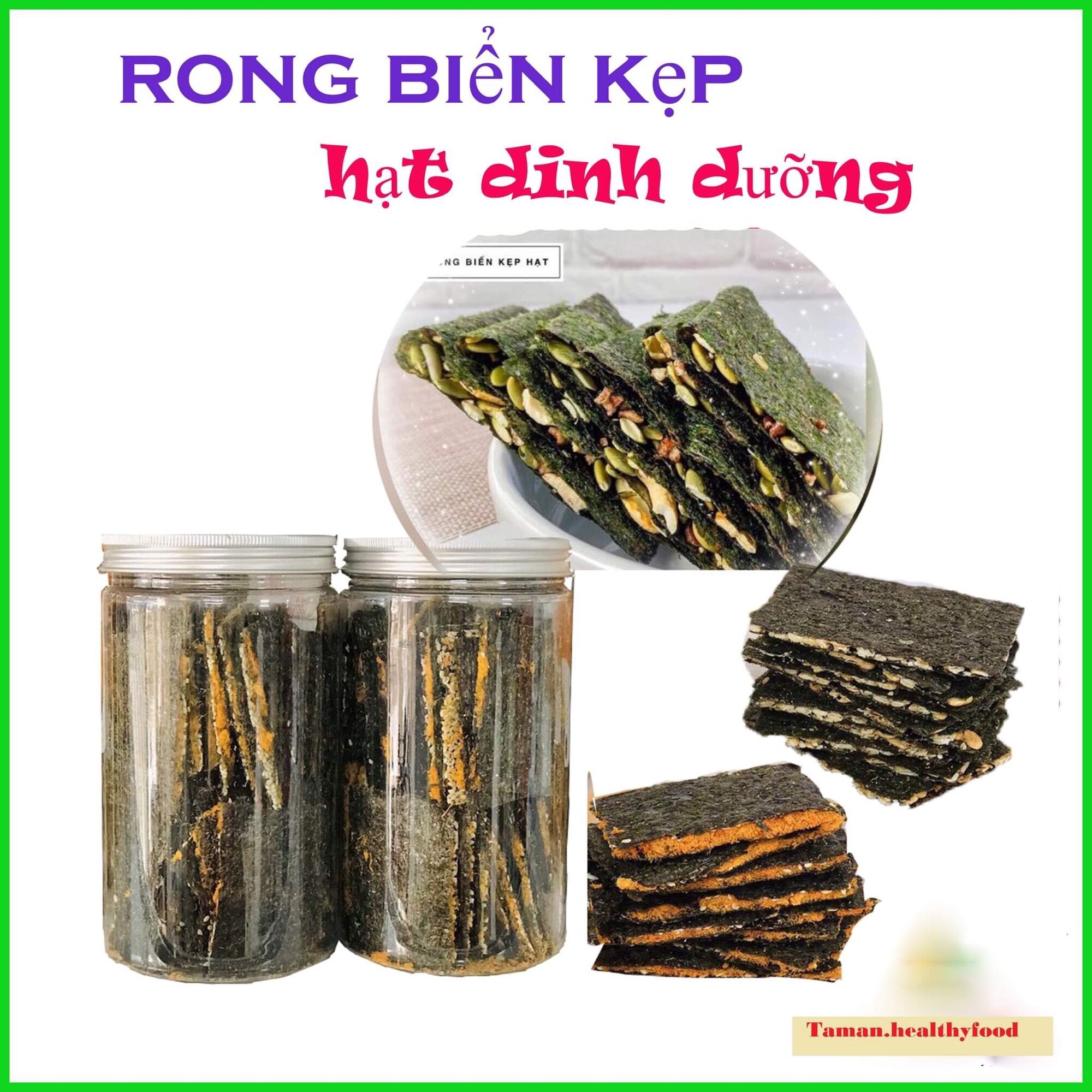 Rong biển kẹp hạt ngũ cốc, gạo lứt sấy, rong biển ăn liền, snack rong biển