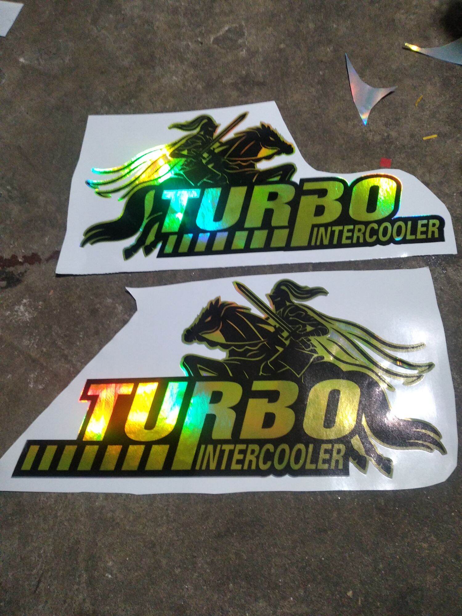 Tem decal Turbo ngựa phản quang bảy màu dán xe ô tô , tem chữ Turbo, Tem dán xe tải; Tem cửa; tem phản quang