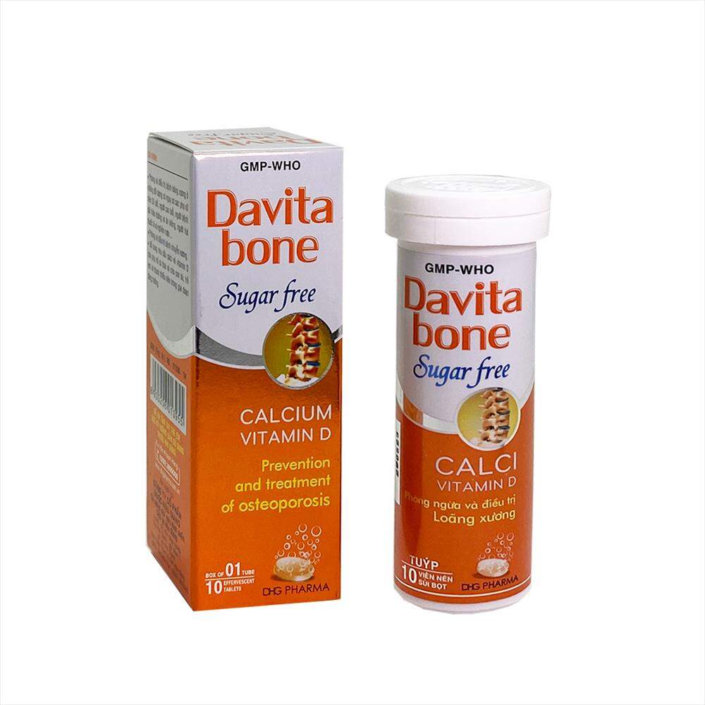 Davita bone sủi canxi d3 tuýp 10viên, bổ sung canxi