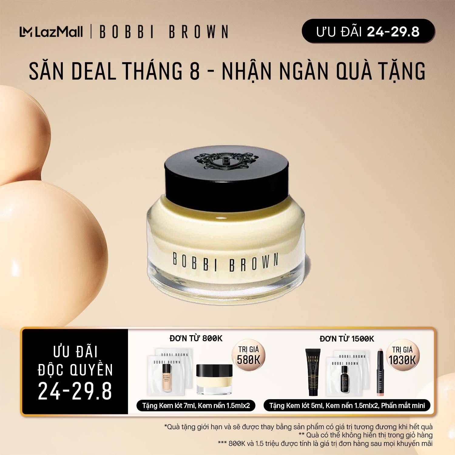 [ƯU ĐÃI 24-29.8] Kem Lót Dưỡng Da Bobbi Brown Vitamin Enriched Face Base – 50ml/ Lớp lót trang điểm và kem dưỡng ẩm mặt chứa Vitamin B, C và E - bán chạy trong kem lót dưỡng da