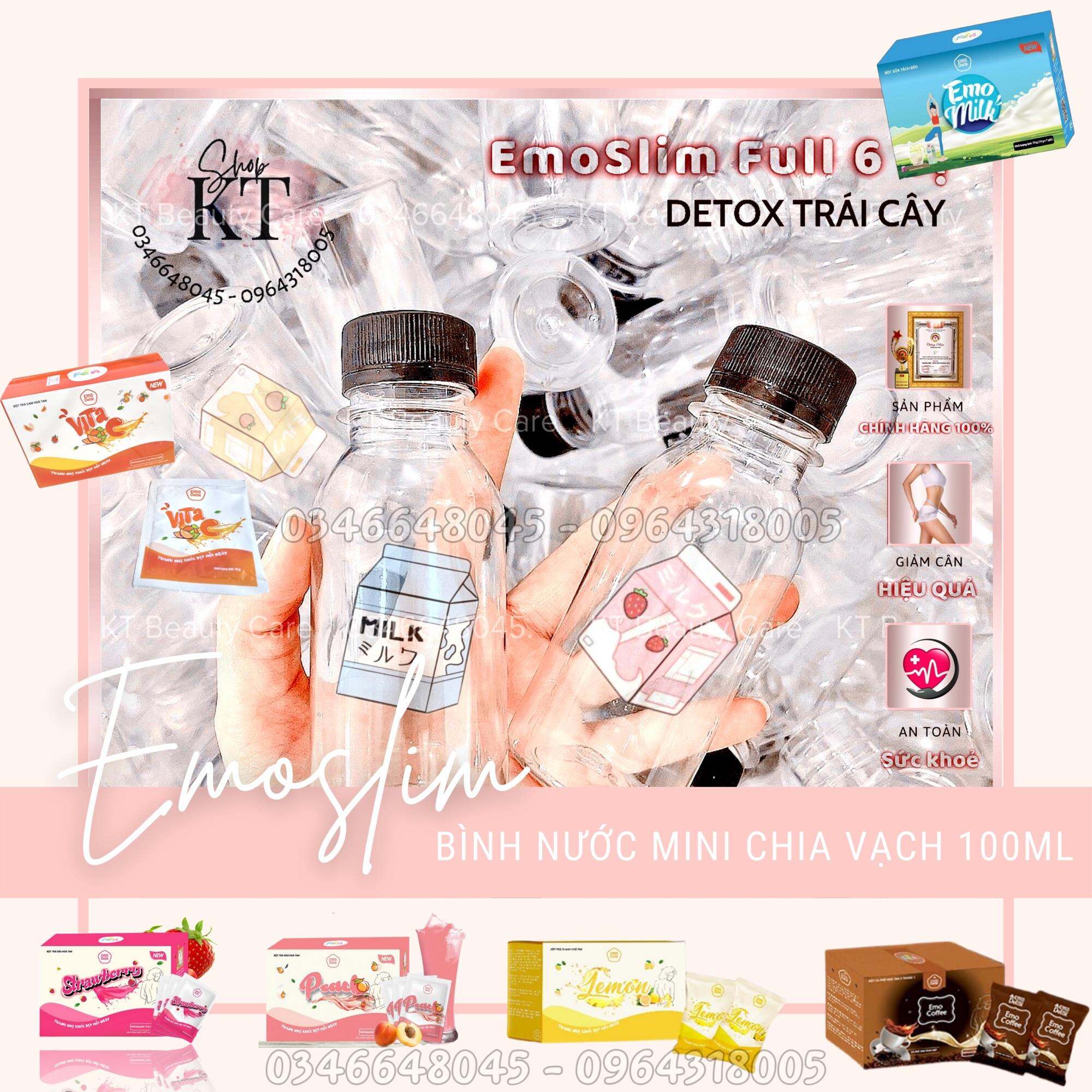 CHAI NHỰA PET Nắp đen Chia vạch 100ml [ EmoSlim ] Freeship Tặng kèm quà xinh  giam can slim emoslim collagen