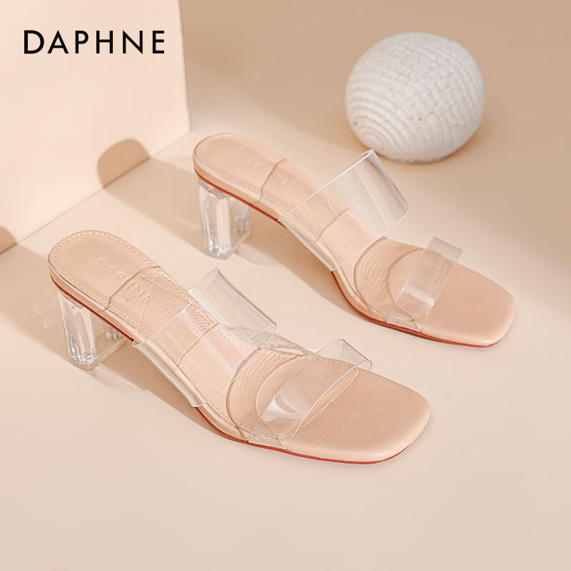 Daphne Transparent Sandals Women's Summer High Heels Nude Color Outdoor Slippers Fashionable Low Cut PU Material Glue Bonding Giá 1,940,000 Đồng*Miễn phí vận chuyển