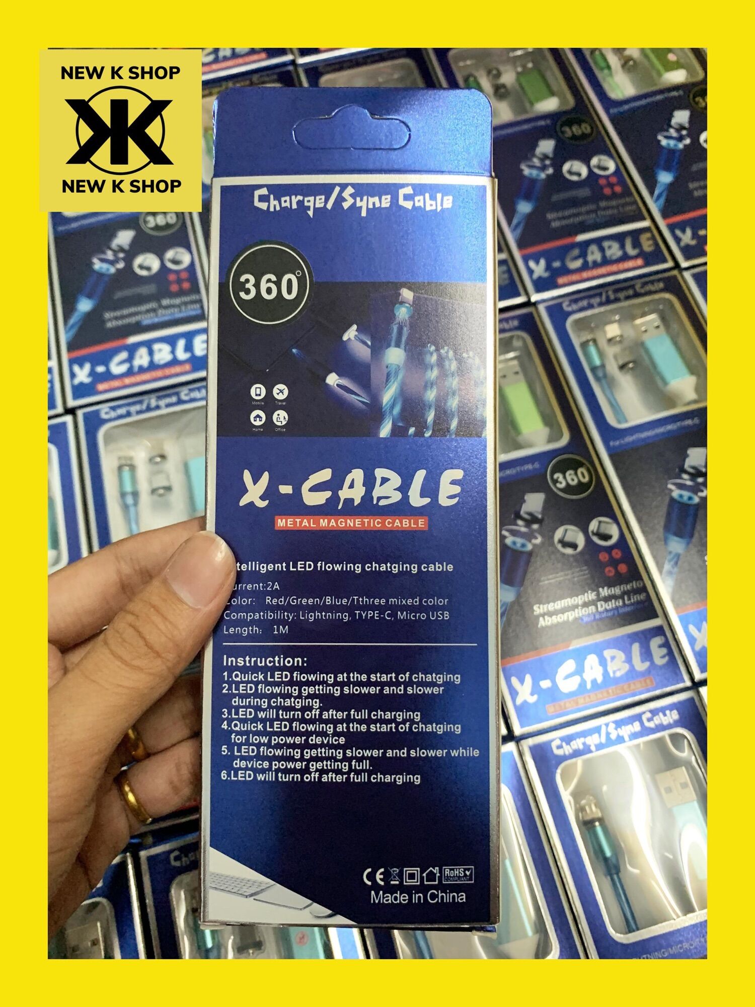 (Freeship) Dây cáp sạc nhanh nam châm có đèn led phát sáng, lightning, Iphone, Samsung, type c,micro usb android, chính hãng giá rẻ