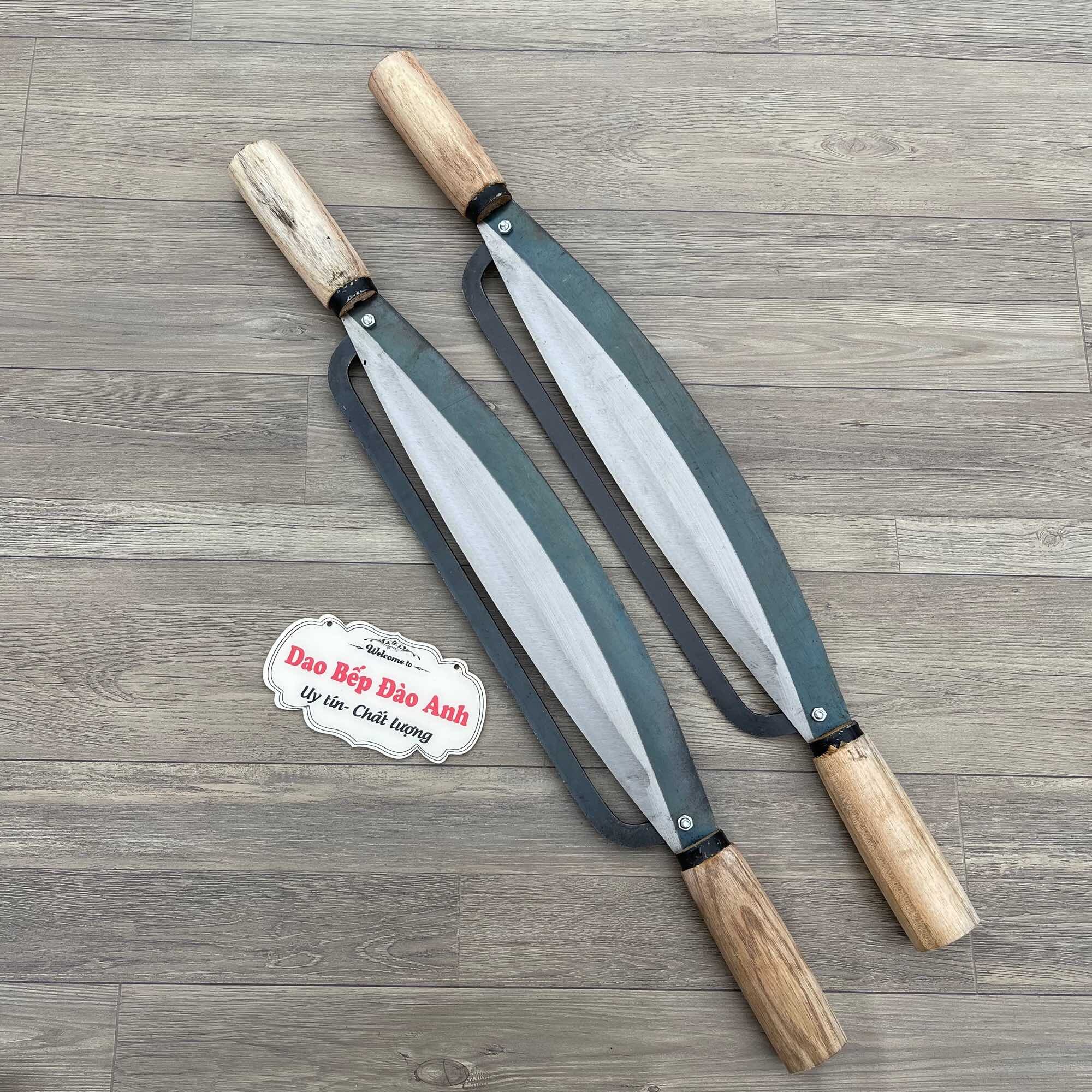 Dao thái cây chuối 2 chuôi 2 tay cầm thái cây chuối hàng rèn thủ công dày dặn