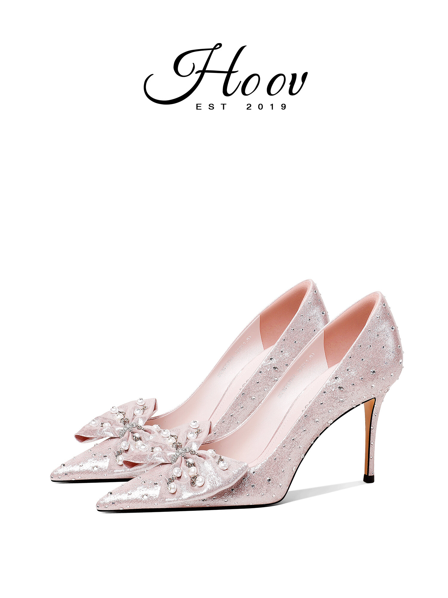 HOOV | Designer Pearl Bow Pointed Toe Pumps Party High Heels ราคา 8,194 บาท*ส่งฟรี