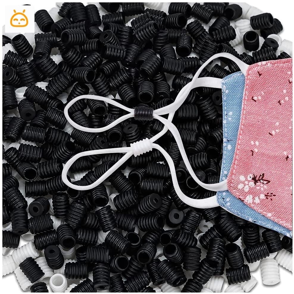 BÁN SỈ 500 nút chặn dây đeo khẩu trang màu ĐEN và TRẮNG TRONG (noon fashion)