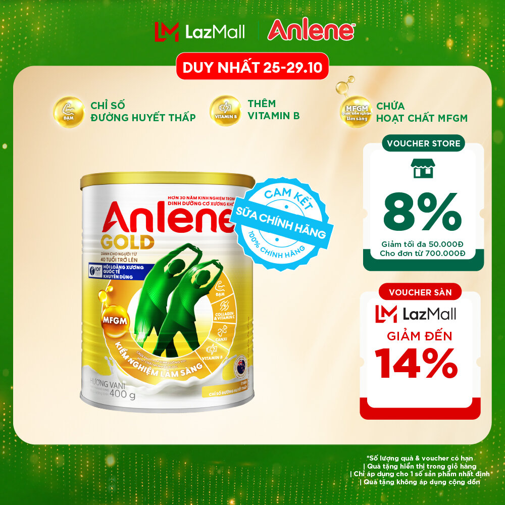 [Voucher giảm đến 26%]Sữa Bột Anlene Gold Hương Vani 400G
