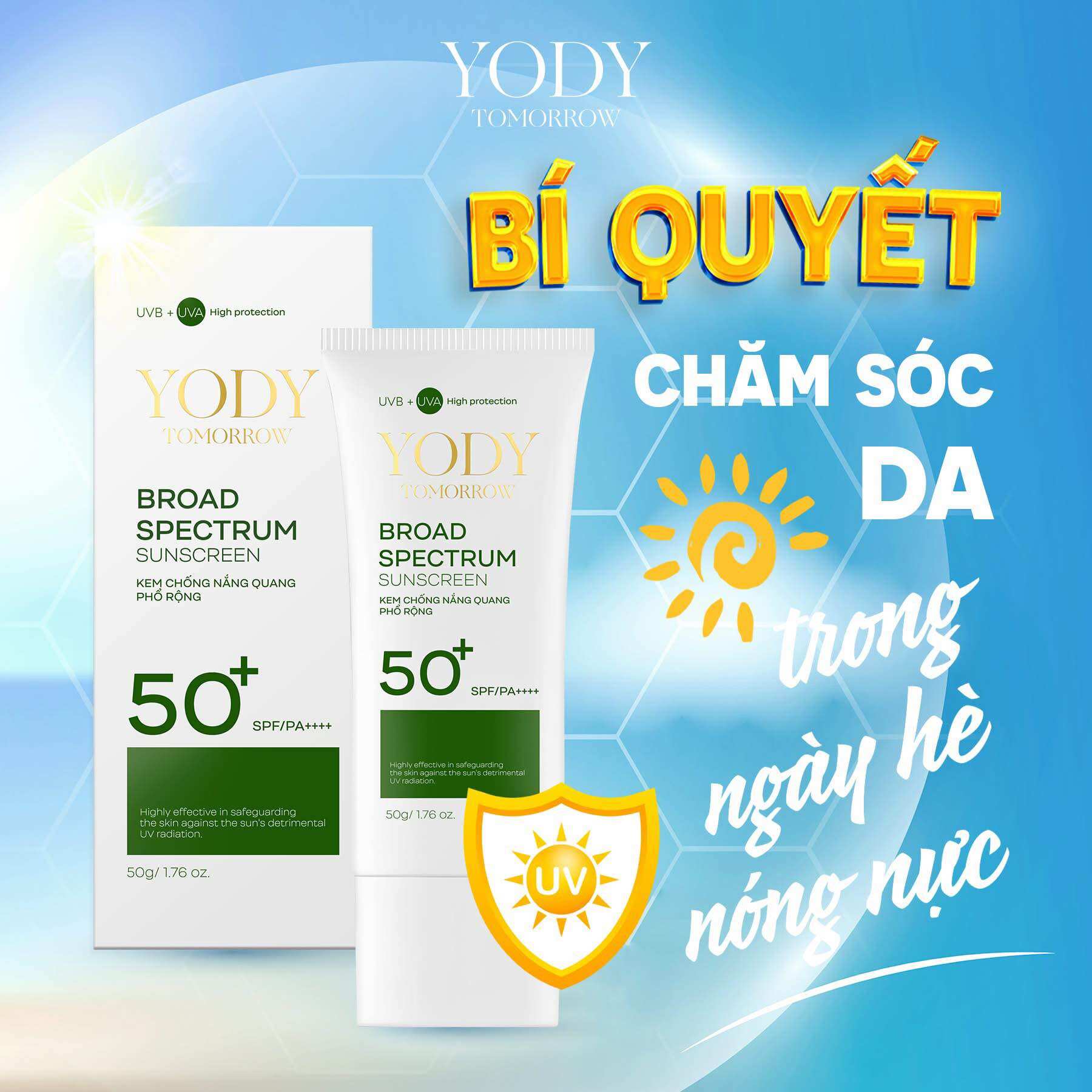 Combo dưỡng phục hồi trắng da ( chống nắng quang phổ rộng,kem ngày 3x, kem đêm , serum phục hồi) Yody phương anh