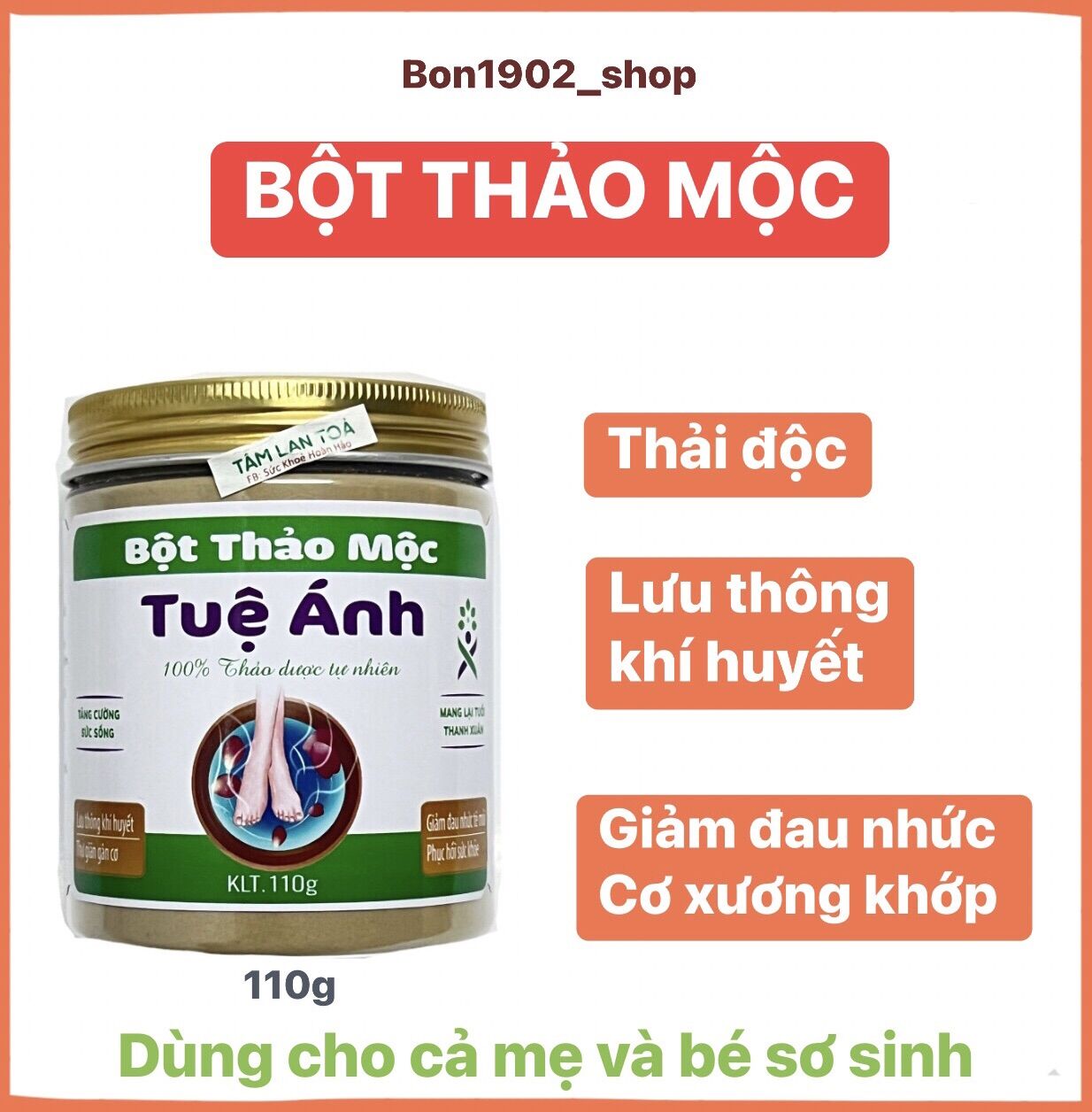 Bột thảo mộc tuệ ánh - ngâm chân, ngâm tắm thải độc, lưu thông khí huyết, giảm đau nhức mỏi
