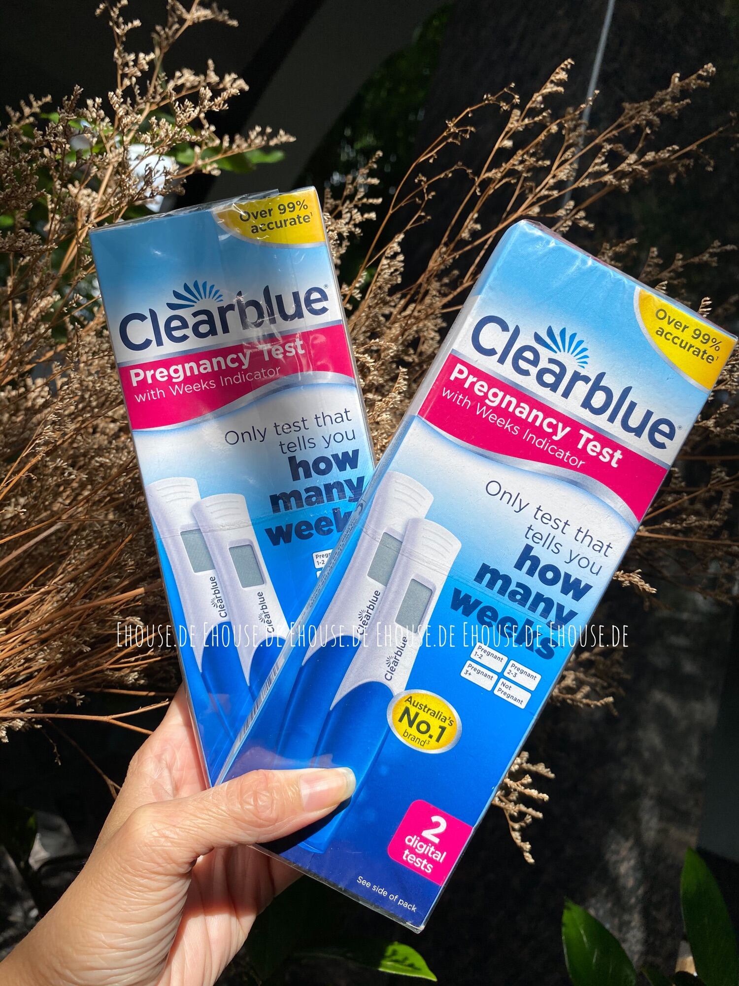 Hộp 2 Que thử thai Clearblue giúp xác định số tuần thai Pregnancy Test