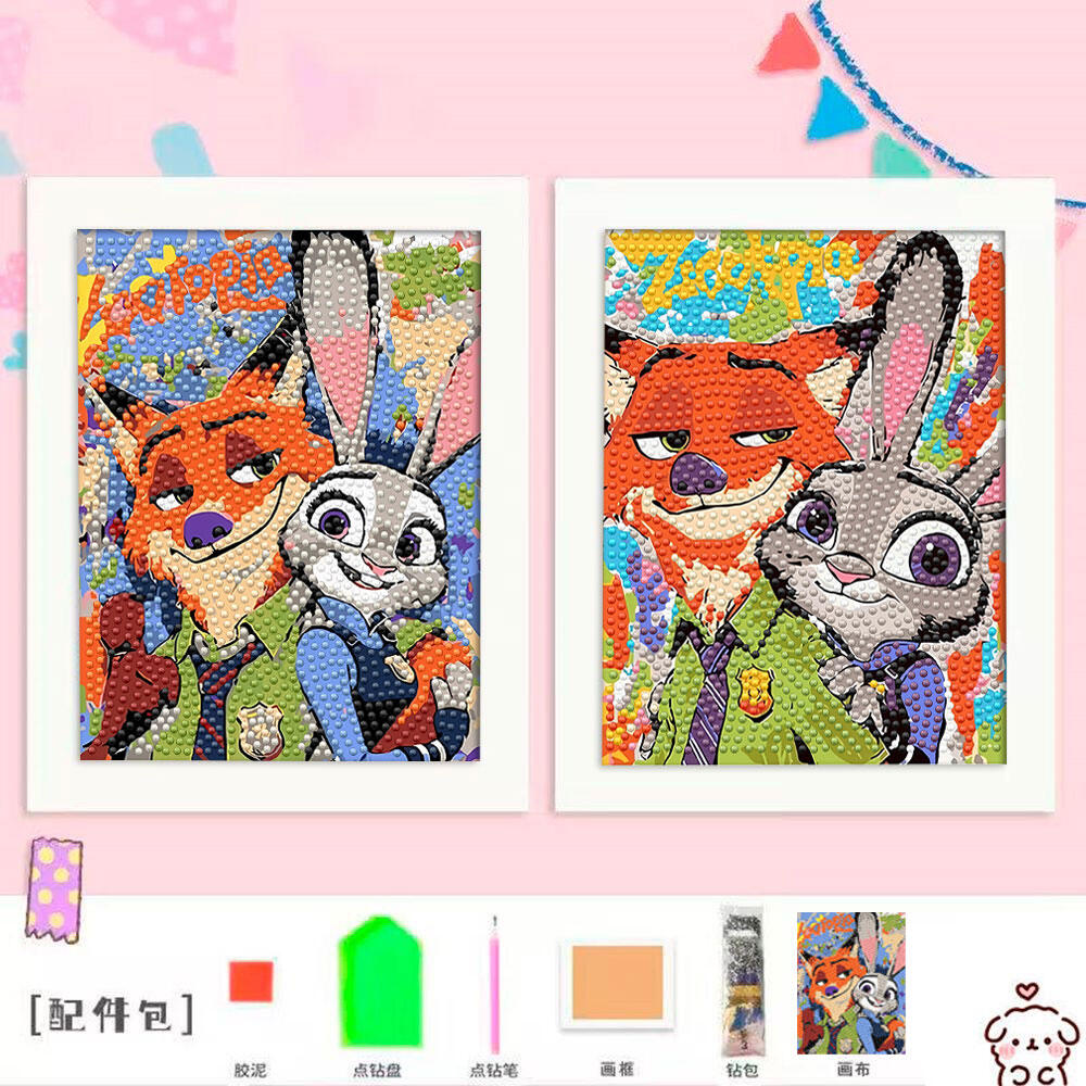 Diamond Painting DIY Nick Judy Cartoon Handmade Sticker Gift for Couple Decorative Artwork Removeabl