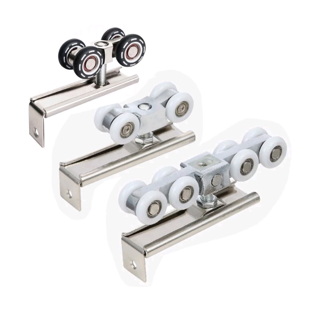 Bộ bánh xe hammered treo cửa lùa gỗ, nhôm, sắt, nhựa 4 bánh & 8 bánh