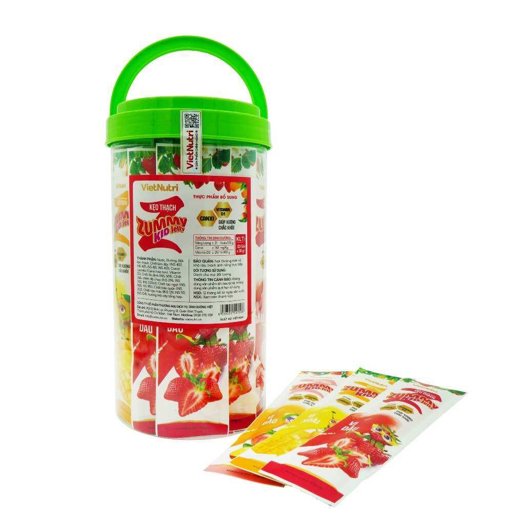 Hủ 33 thanh kẹo thạch Zummy Kid Jelly,giòn dai vệ sinh an toàn thực phẩm