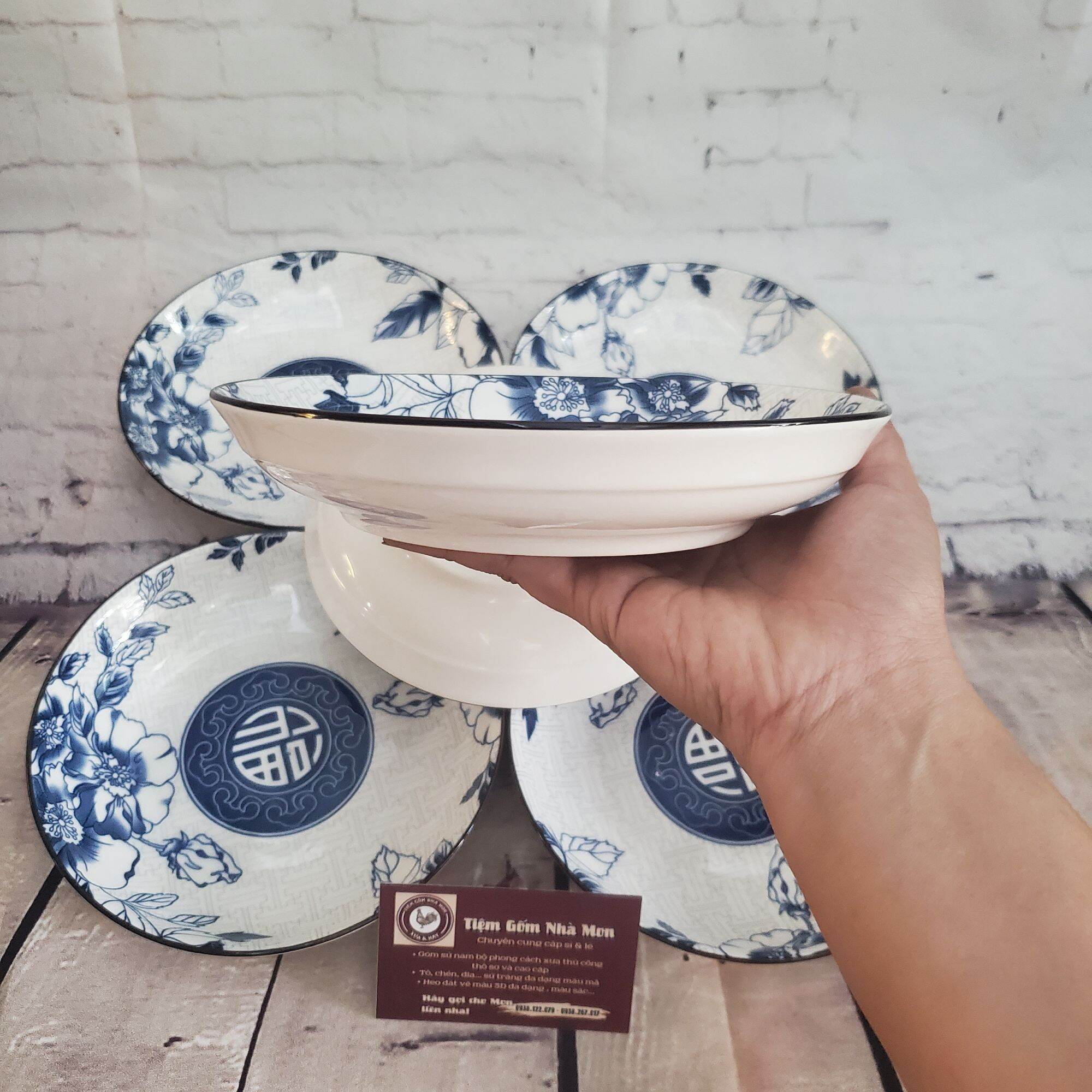 💢💥SET 2 DĨA SỨ ẢO SÂU LỒNG 18CM💥💢 (Họa tiết mộc cổ xanh)😘🌿