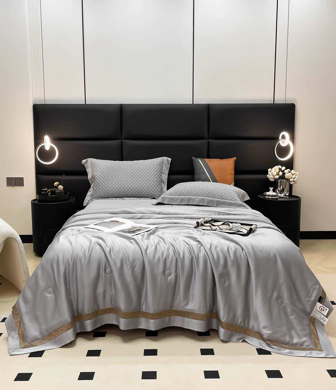 (LUXURY) SET CHĂN HÈ GA CHẦN CHUN LỤA TENCEL MODAL 4 MÓN NHẬP KHẨU CAO CẤP