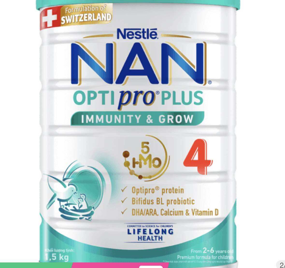 sữa bột Nan optipro 4 lon 1,7kg date mới về mẫu lon 1,6kg thay cho mẫu
