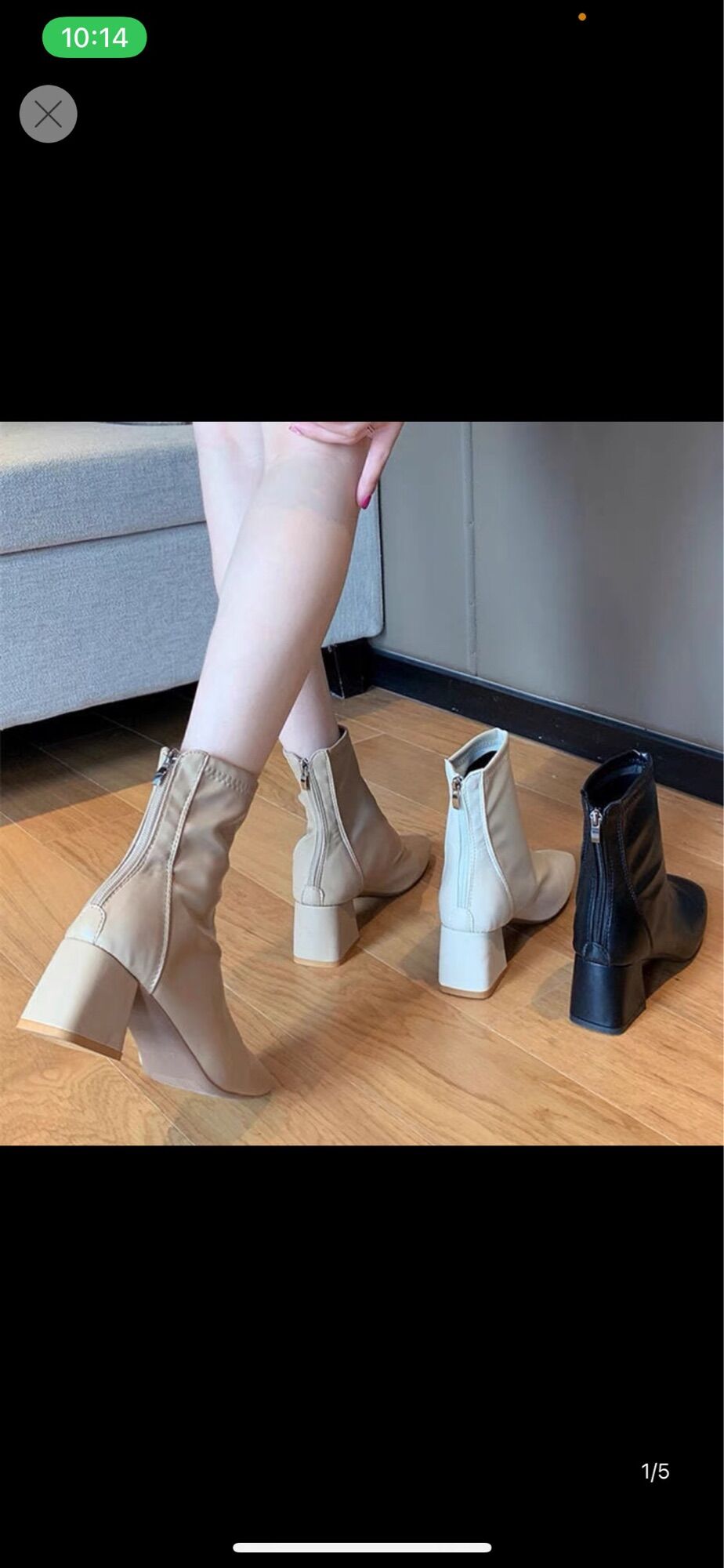 Boot nữ thấp cổ đế 5 phân da lì