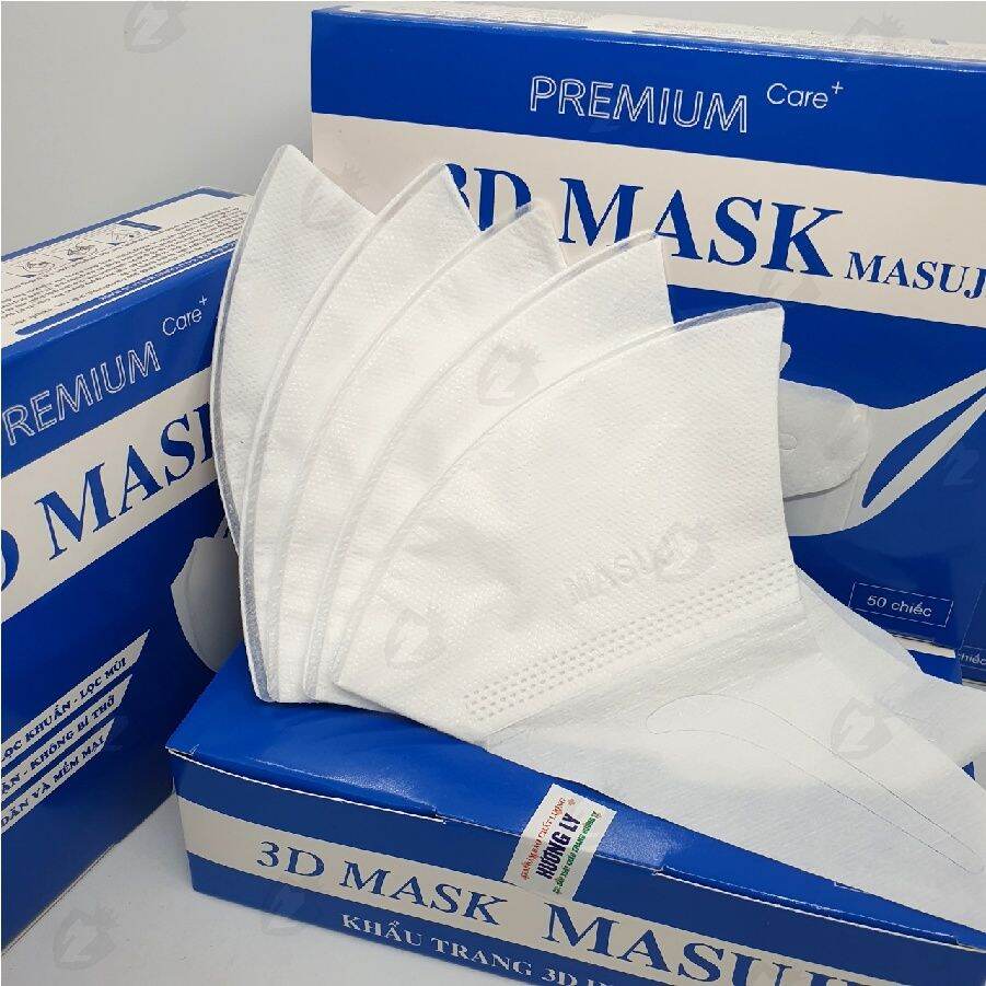 Khẩu Trang 3D Mask Masuji Công Nghệ Dập Nhật Bản ( Hộp 50 Cái ) mầu TRẮNG.