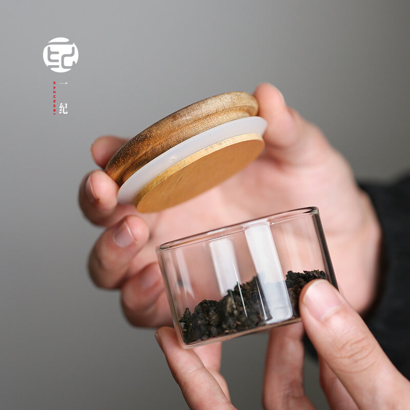 Bình trà thủy tinh mini thủ công kiểu nhật, bình kín cỡ nhỏ tiện mang theo gia dụng, bình đựng thủy tinh, bình đựng trong suốt