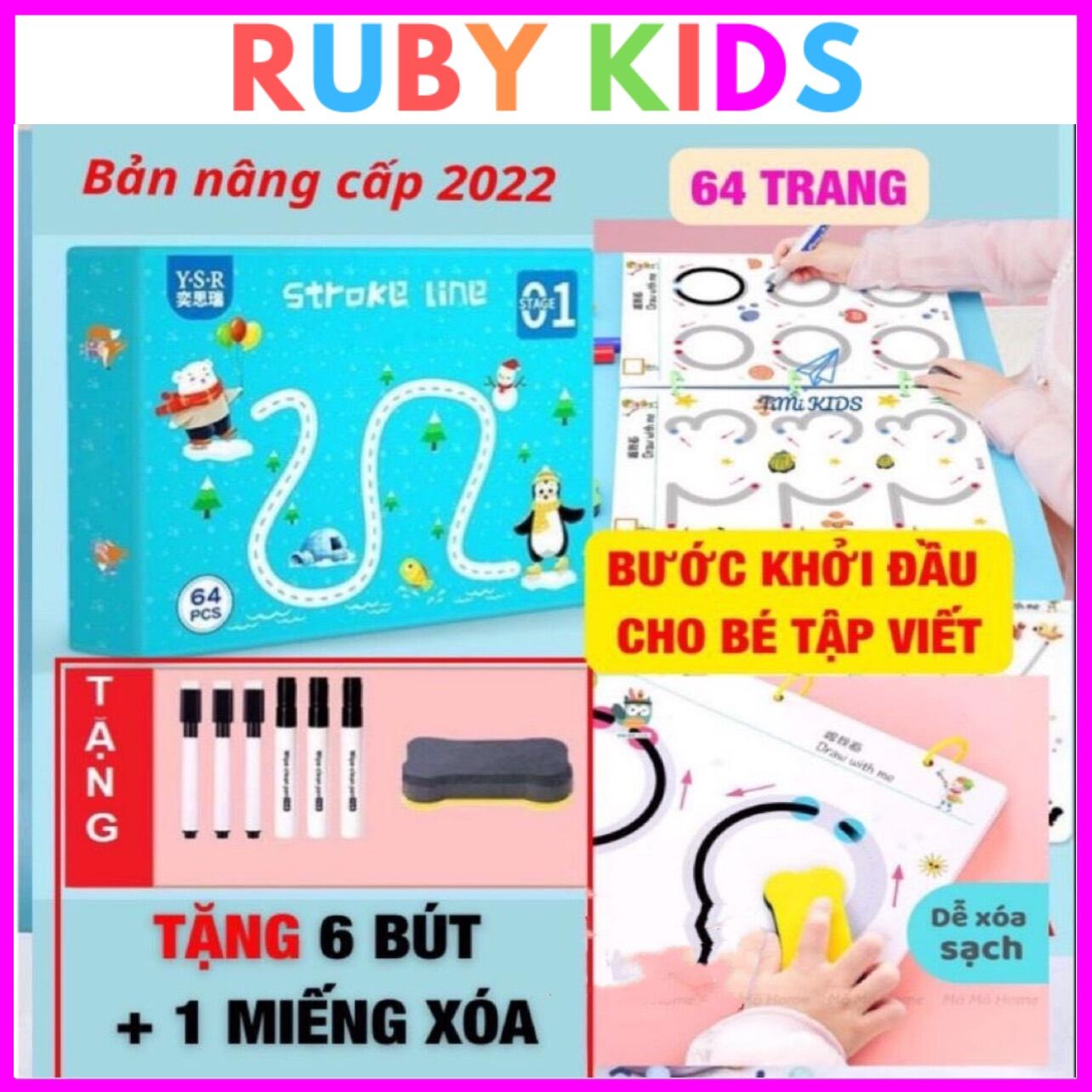 Tập tô vẽ thông minh xóa được - Đồ chơi Giáo dục toàn diện Montessori cho bé từ 2 3 4 5 tuổi