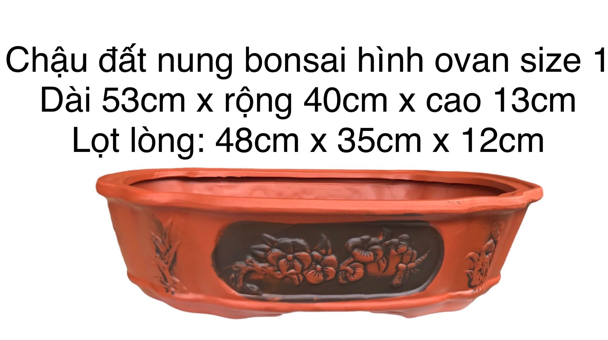 Chậu đất nung bonsai hình ovan size 1