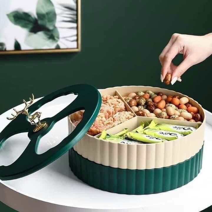 Khay mứt 2 tầng tuần lộc