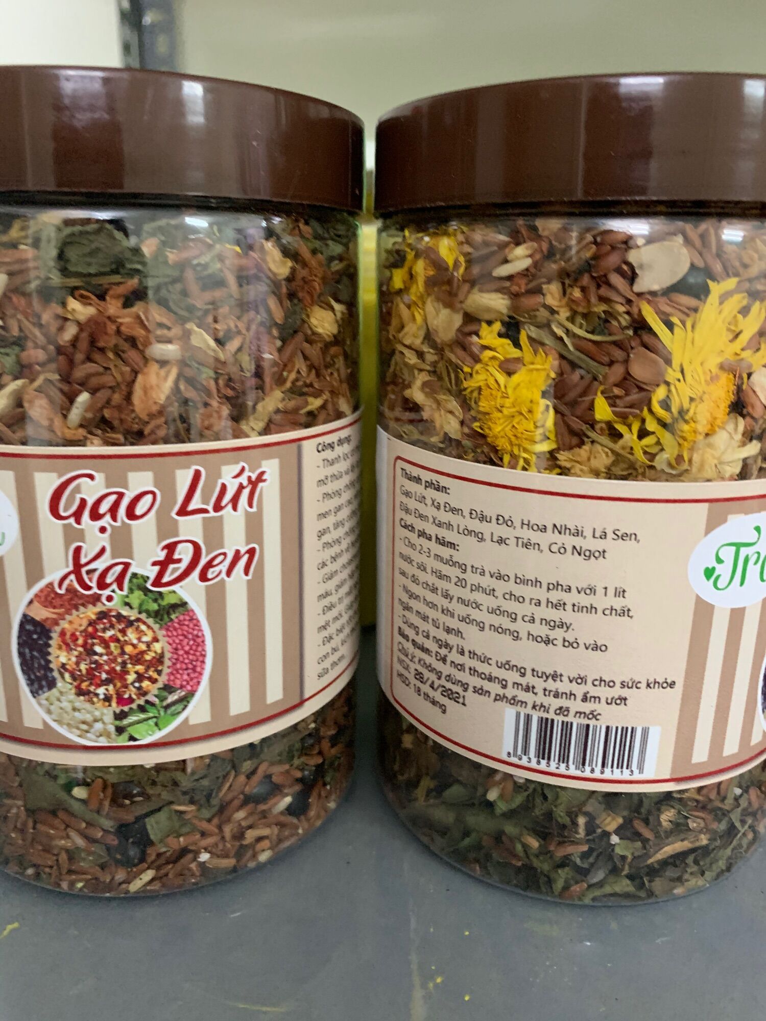 Trà gạo lứt xạ đen thảo mộc hộp 500g