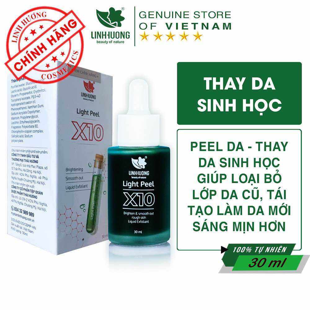Peel da, thay da sinh học Linh Hương Light Peel X10 làm trắng da, tái tạo làn da mới, thay da tại nhà dung tích 30ml